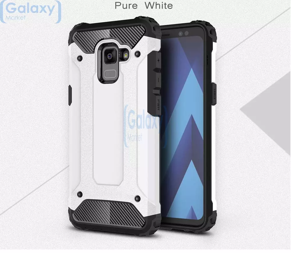 Чехол бампер Rugged Hybrid Tough Armor Case для Samsung Galaxy A8 Plus White (Белый)