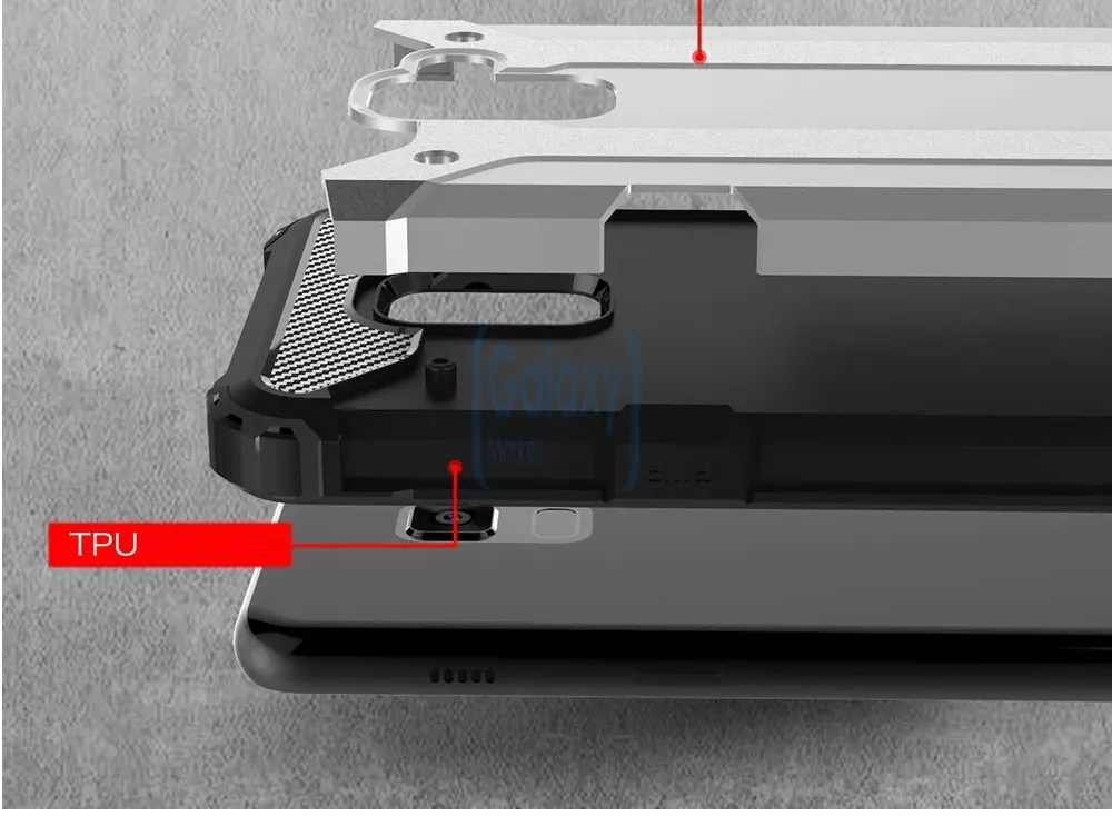 Чехол бампер Rugged Hybrid Tough Armor Case для Samsung Galaxy A6 2018 Black/Bronze (Черный / Бронзовый)