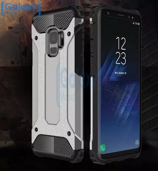 Чехол бампер Rugged Hybrid Tough Armor Case для Samsung Galaxy S9 Silver (Серебряный)