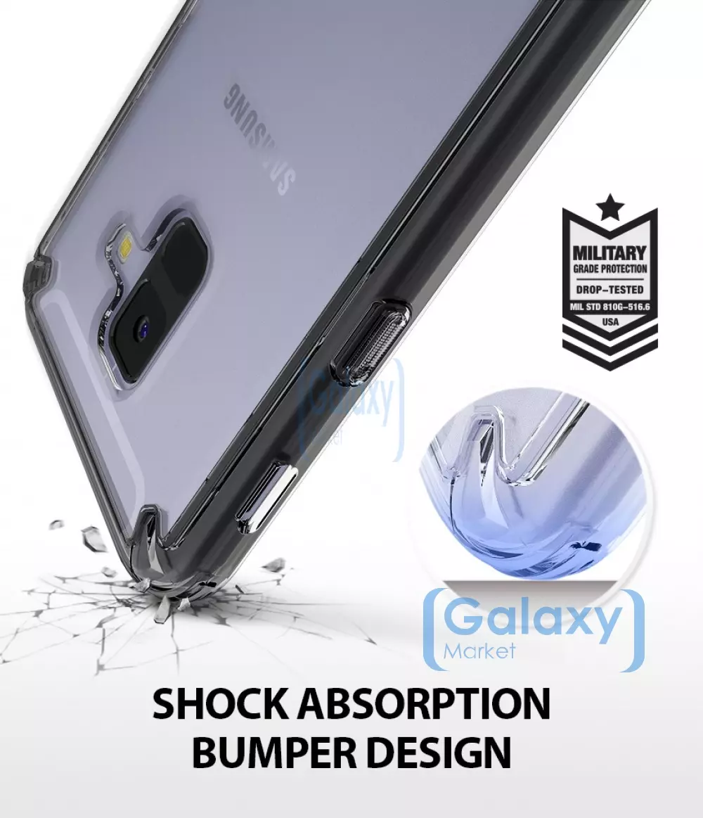 Чехол бампер Ringke Fusion Series для Samsung Galaxy A6 2018 Smoke Black (Дымчатый Черный)