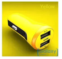 Автомобильная зарядка от прикуривателя Baseus Turbo Bullet Dual USB для Samsung, Apple, Hyawei, Asus, HTC, Meizu Yellow (Жёлтый)