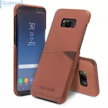 Чехол бампер с натуральной кожи Qialino Leather Back Case with Card Holder для Samsung Galaxy S8 G950F Light Brown (Светло - Коричневый)