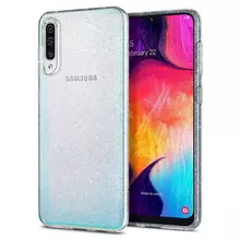 Чехол бампер Spigen Liquid Crystal Glitter Samsung Galaxy A50 Crystal Quartz (Прозрачный кварц)