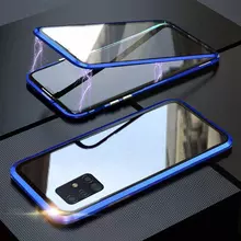 Чехол бампер для Samsung Galaxy A71 Anomaly Magnetic 360 With Glass Blue (Синий)