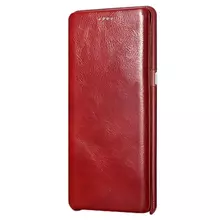 Чехол книжка c натуральной кожи Icarer Curved Edge Vintage Case для Samsung Galaxy Note 9 Red (Красный)