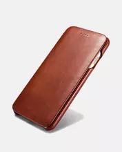 Чехол книжка c натуральной кожи Icarer Curved Edge Vintage Case для Samsung Galaxy S10 Plus Brown (Коричневый)