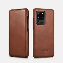 Чехол книжка c натуральной кожи I-Carer Vintage Curved для Samsung Galaxy S20 Ultra Brown (Коричневый)