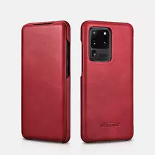 Чехол книжка c натуральной кожи I-Carer Luxury Curved Edge для Samsung Galaxy S20 Ultra Red (Красный)