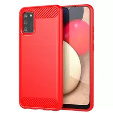 Чехол бампер Ipaky Carbon Fiber для Samsung Galaxy A02s Red (Красный)