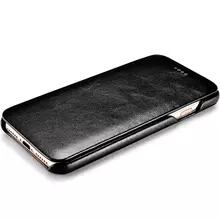 Чехол книжка c натуральной кожи Icarer Curved Edge Vintage Case для Samsung Galaxy S8 Plus Black (Черный)