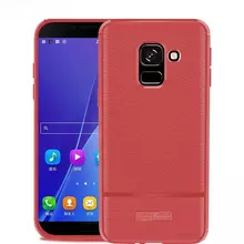 Чехол бампер IDOOLS Leather Fit Case для Samsung Galaxy A8 2018 Red (Красный)