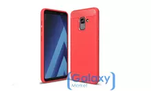 Чехол бампер Ipaky Carbon Fiber для Samsung Galaxy J4 2018 Red (Красный)