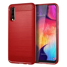 Чехол бампер Ipaky Carbon Fiber для Samsung Galaxy A70s Red (Красный)