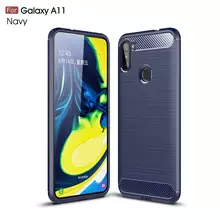 Чехол бампер Ipaky Carbon Fiber для Samsung Galaxy A11 Blue (Синий)