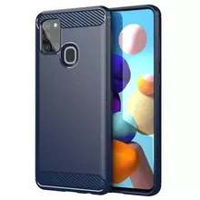 Чехол бампер Ipaky Carbon Fiber для Samsung Galaxy A21s Blue (Синий)