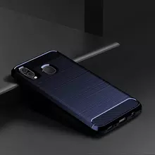 Чехол бампер Ipaky Carbon Fiber для Samsung Galaxy A10s Blue (Синий)