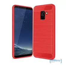 Чехол бампер Ipaky Carbon Fiber для Samsung Galaxy A8 2018 Red (Красный)
