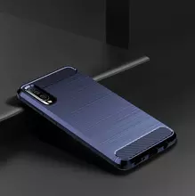 Чехол бампер Ipaky Carbon Fiber для Samsung Galaxy A50s Blue (Синий)