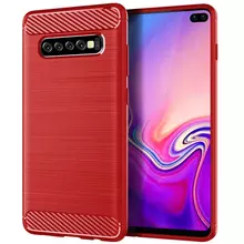 Чехол бампер Ipaky Carbon Fiber для Samsung Galaxy S10 Red (Красный)