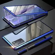 Чехол бампер для Samsung Galaxy S21 FE Anomaly Magnetic 360 With Glass Blue (Синий)