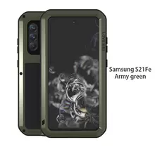 Чехол бампер для Samsung Galaxy S21 FE Love Mei PowerFull Army Green (Армейский Зеленый)