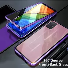 Чехол бампер для Samsung Galaxy A02s / A03s Anomaly Magnetic 360 With Glass Purple (Фиолетовый)
