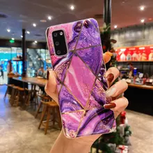 Чехол бампер Anomaly Marble Plating для Samsung Galaxy A02s / A03s Purple Romb (Фиолетовый Ромб)