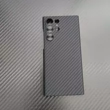 Премиальный чехол бампер для Samsung Galaxy S22 Ultra Anomaly Carbon Plaid (Закрытый модуль камеры) Black (Черный)