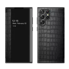 Кожаный чехол книжка для Samsung Galaxy S22 Ultra Anomaly Luxury Crocodile Pattern Leather Book Black (Черный)