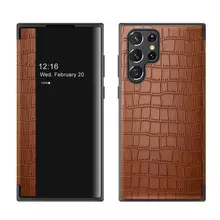 Кожаный чехол книжка для Samsung Galaxy S22 Ultra Anomaly Luxury Crocodile Pattern Leather Book Brown (Коричневый)