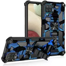 Противоударный чехол бампер для Samsung Galaxy A22 5G Anomaly Hybrid Armor (встроенная подставка) Army Blue (Армейский Синий)