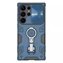 Чехол бампер для Samsung Galaxy S23 Ultra Nillkin CamShield Armor Pro (шторка на камеру) Blue (Синий)