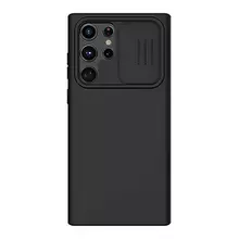 Противоударный чехол бампер Nillkin CamShield Silky Silicone (шторка на камеру) для Samsung Galaxy S22 Ultra Black (Черный)