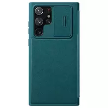 Чехол бампер Nillkin Qin Pro (plain leather) для Samsung Galaxy S22 Ultra Green (Зеленый)