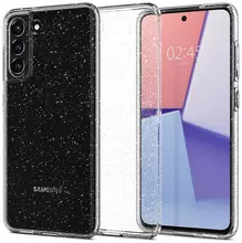 Противоударный чехол бампер Spigen Liquid Crystal Glitter для Samsung Galaxy S21 FE Transparent Quartz (Прозрачный Кварц) ACS03056