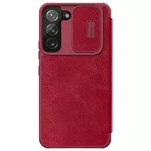Чехол книжка для Samsung Galaxy S22 Nillkin Qin Pro (шторка на камеру) Red (Красный)
