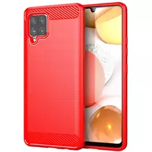 Противоударный чехол бампер для Samsung Galaxy M42 5G iPaky Carbon Fiber Red (Красный)