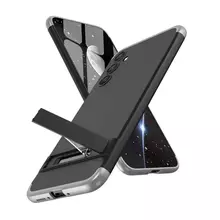 Ультратонкий чехол бампер для Samsung Galaxy A34 GKK Dual Armor Black / Silver (Черный / Серебристый)