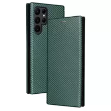 Чехол книжка для Samsung Galaxy S22 Ultra Anomaly Carbon Book Green (Зеленый)
