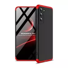 Противоударный чехол бампер GKK Dual Armor для Samsung Galaxy S21 FE Black / Red (Черный / Красный)