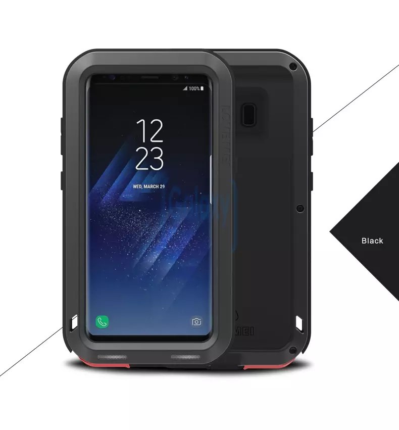 Противоударный металлический Чехол бампер Love Mei Powerful для Samsung Galaxy S8 Plus Black (Черный)