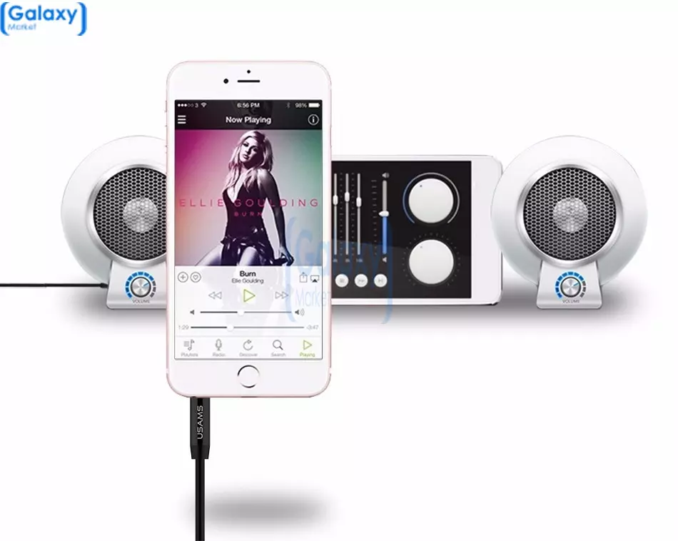 Универсальный кабель AUX USAMS whit mic для смартфонов Black (Черный) US-SJ064 Универсальный кабель AUX USAMS whit mic для смартфонов Black (Черный) US-SJ064