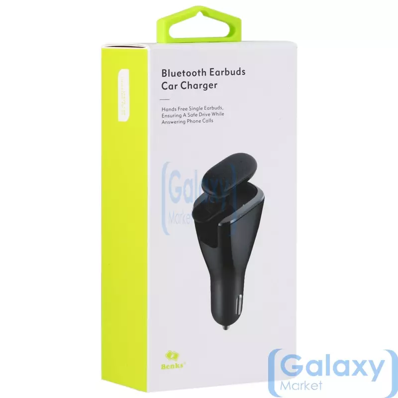 Bluetooth гарнитура и Автомобильное Зарядное Устройство от прикуривателя 2 в 1 Benks Earbuds Car Charger для смартфонов Black (Черный)