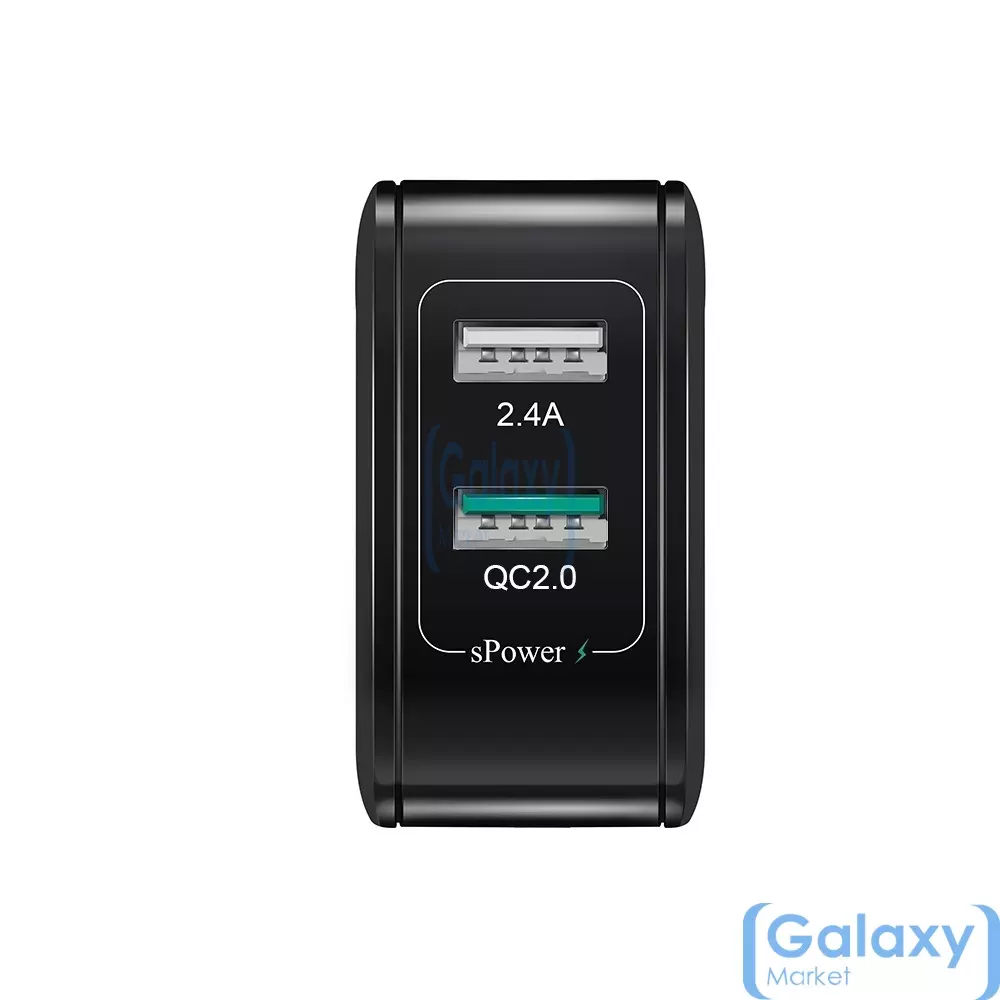 Сетевая зарядка для смартфонов BlitzWolf QC2.0+2.4A 30W Dual USB Power 3S Tech Black (Черный) BW-S2QC