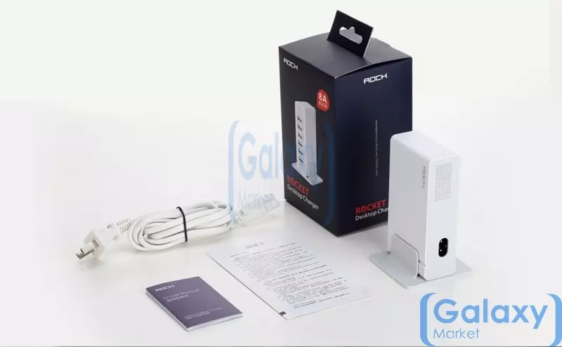 Зарядная станция Rock AC Chardger 8.0 A для смартфонов и телефонов от розетки 220В Grey (Серый)