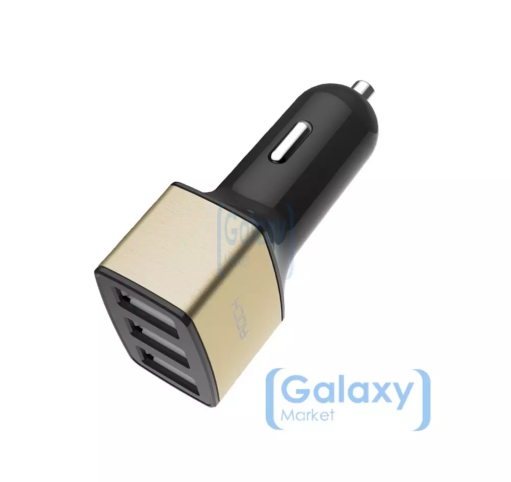 Автомобильная зарядка от прикуривателя ROCK 12 В-24 В 3 Порт USB для смартфонов Gold (Золотой)