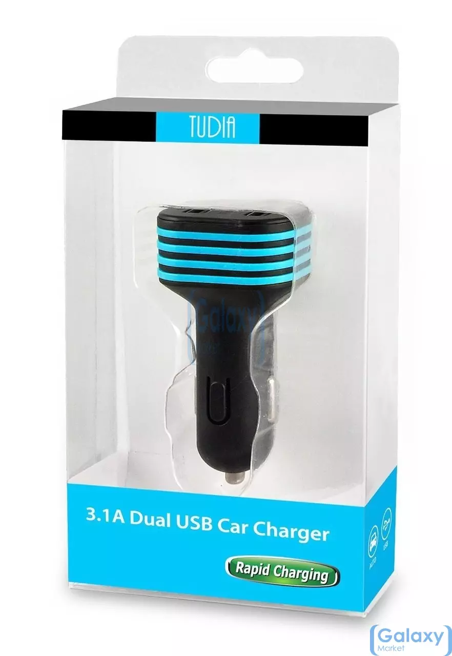 Автомобильная зарядка от прикуривателя TUDIA Dual Port USB Ultra High Speed Simultaneous Charging Car Charger для смартфонов Black (Черный)