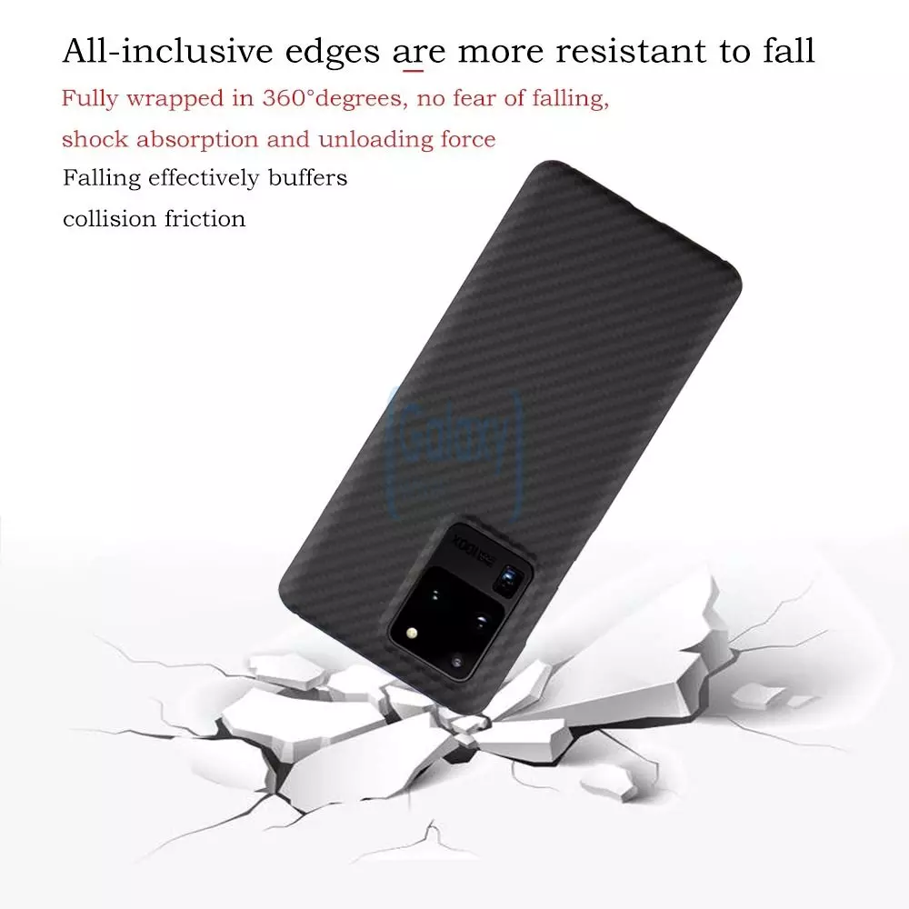 Чехол бампер для Samsung Galaxy S20 Ultra Anomaly Carbon Plaid Black (Черный)