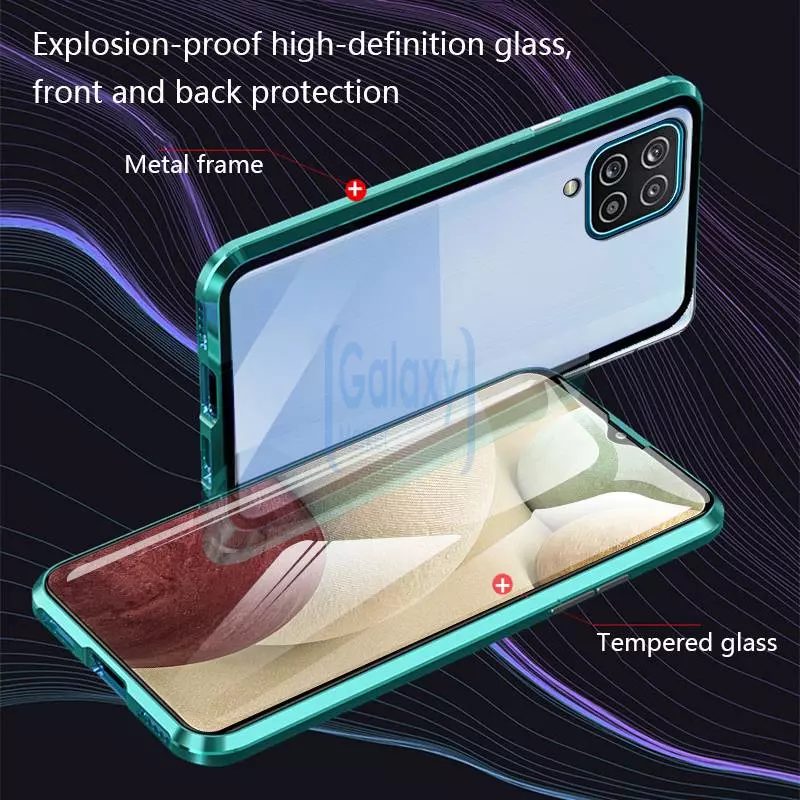 Чехол бампер для Samsung Galaxy A22 Anomaly Magnetic 360 With Glass Green (Зеленый)