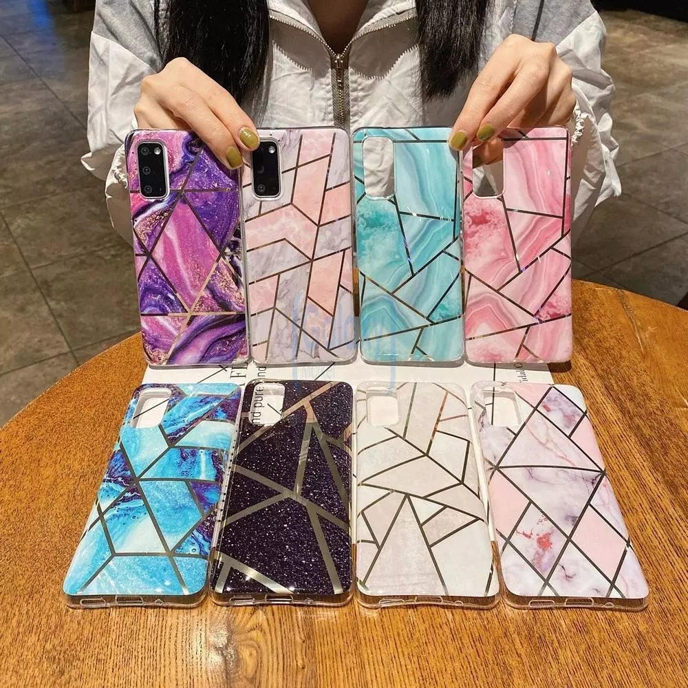 Чехол бампер Anomaly Marble Plating для Samsung Galaxy A02s / A03s Purple Romb (Фиолетовый Ромб)